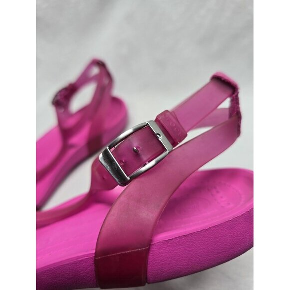 Crocs Women's Really Sexi Ankle Strap Strappy Sandals Fuchsia Pink Sz 7- Flawed - Picture 5 of 15
